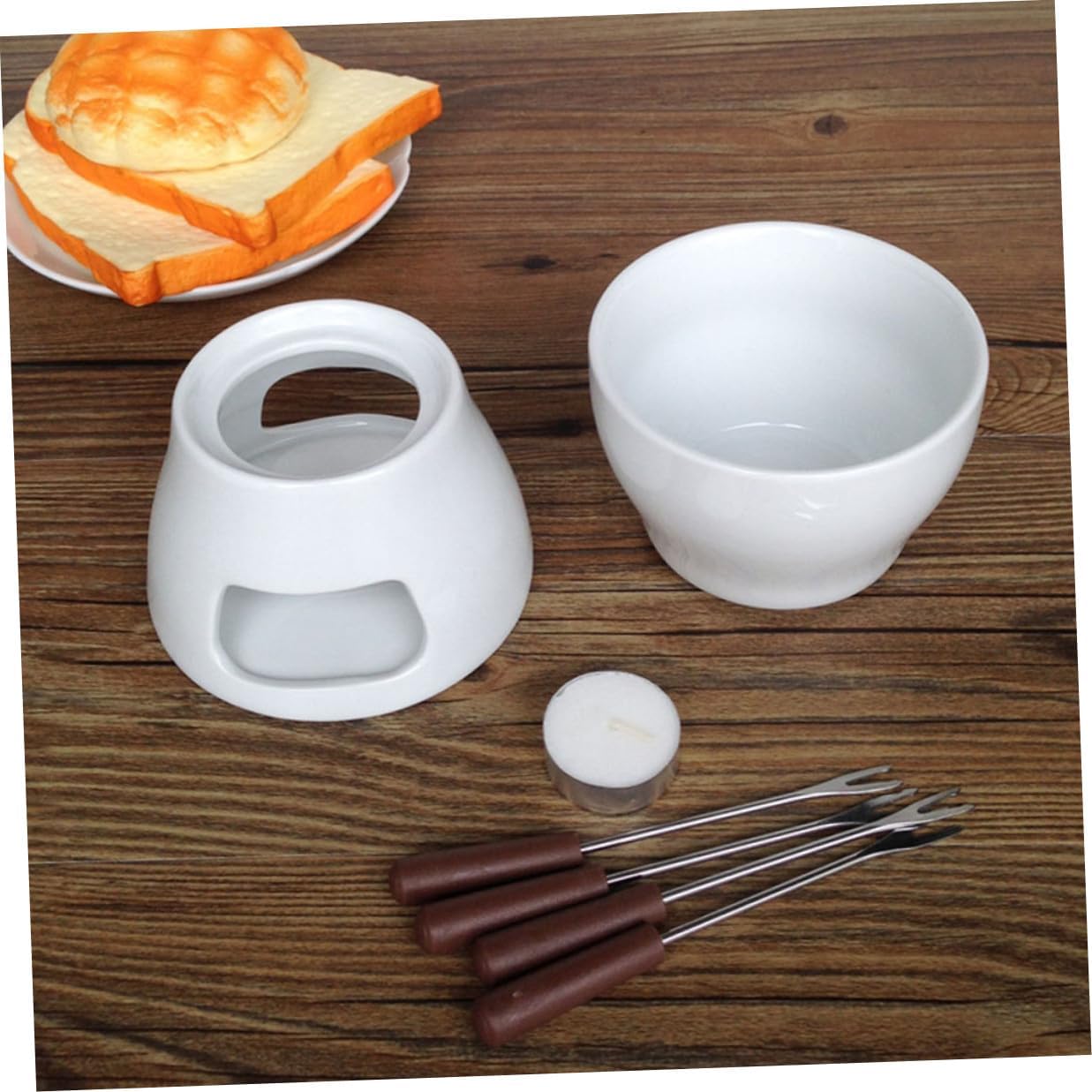 Ceramic Chocolate Fondue Pot Mini Cheese Melting Stove White Household DIY Heating Cooker for Dessert and Snack Preparation