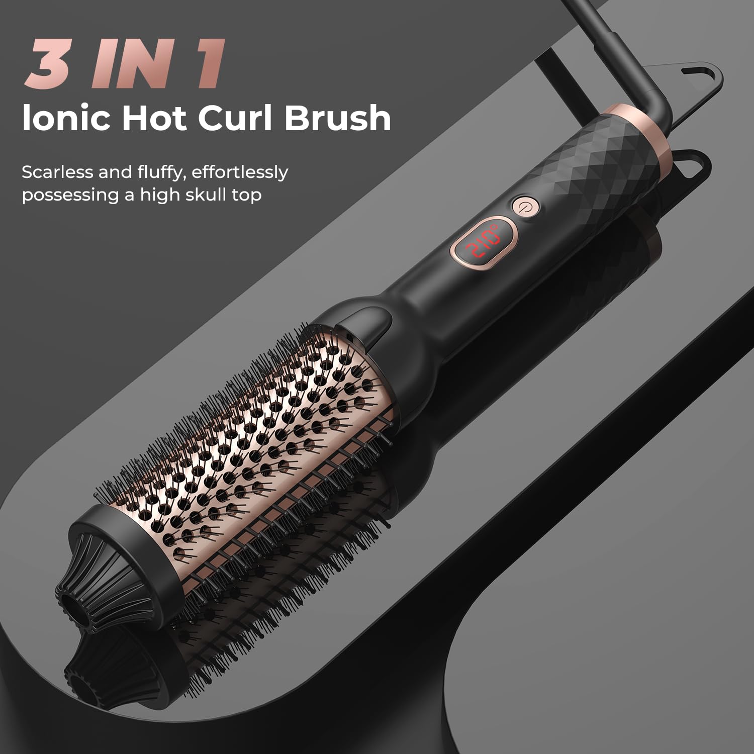 Thermal Curling Iron Round Brush Ceramic Heat Curling Brush with Ceramic Tourmaline Hair Styling Curler Tools 1.69 Inch Heated Dual Voltage Hot for Volume Hair Curler
