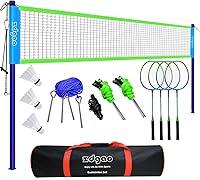 Zdgao Portable Badminton Set for Backyard Beach - 20x2.5ft Anti-Sag Net, 4 Rackets, Shuttlecocks, Carry Bag, Family Games