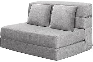 ANONER Queen-size Gray Folding Sleeper Chair Sofa Bed with Memory Foam and Cover