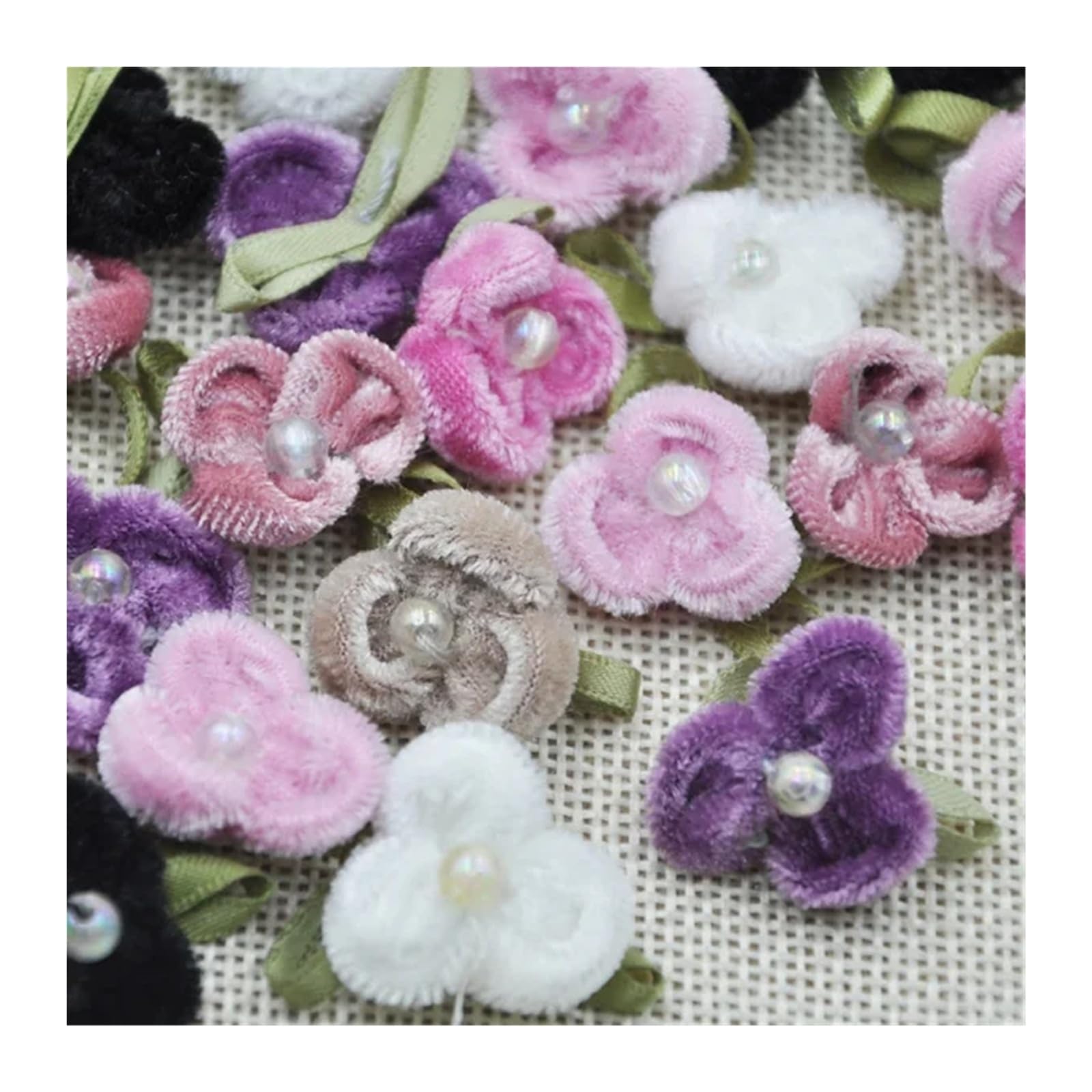 CVEVSFG 20pcs Velvet Ribbon Flower Appliques Wedding Doll Lots Mix Upick(Mix Color)