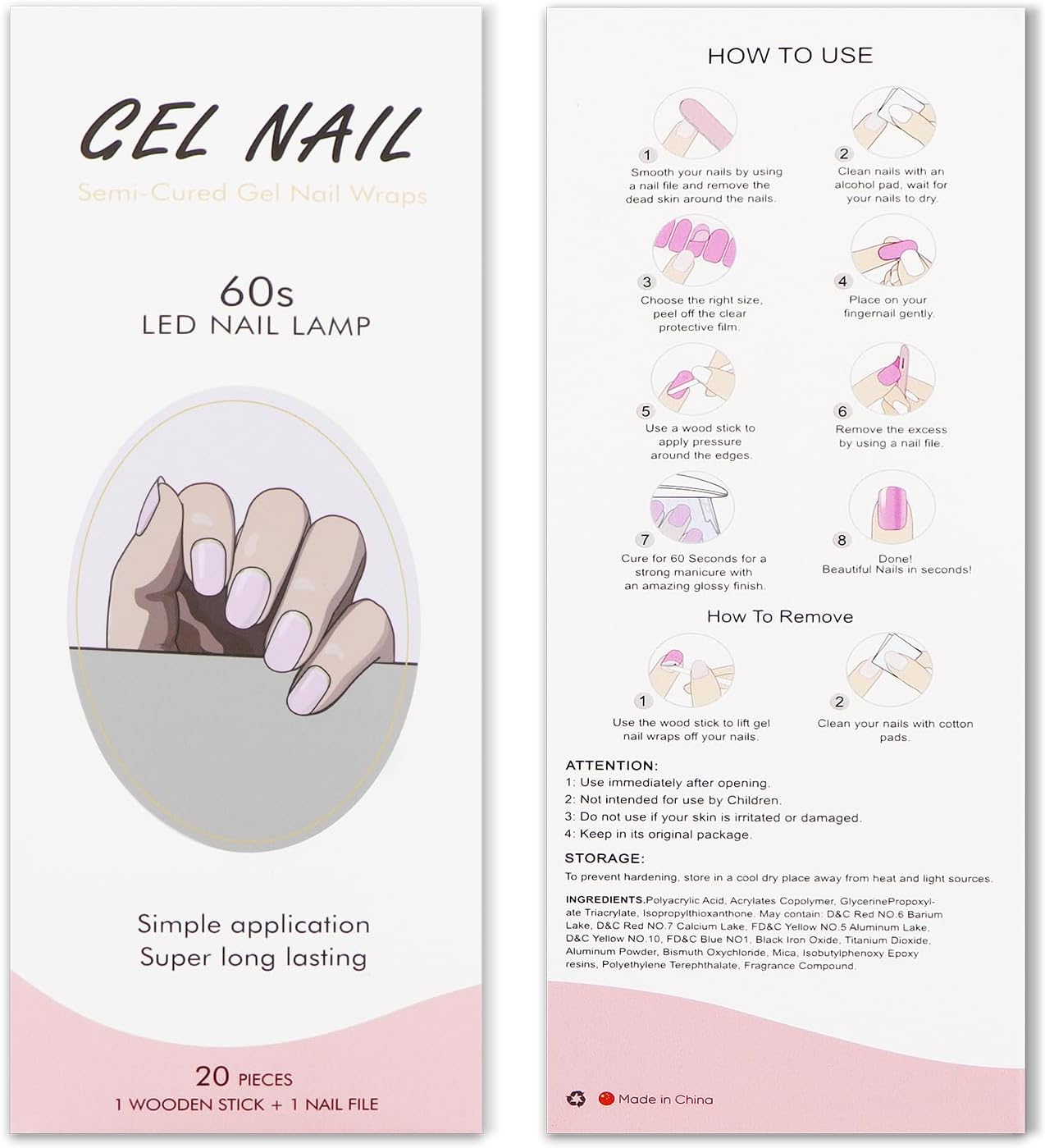 JMEOWIO Gel Nail Stickers Gold Line French Tip Semi Cured Gel Nail Strips Wraps UV/LED Nails Art Design Decoration Accessories
