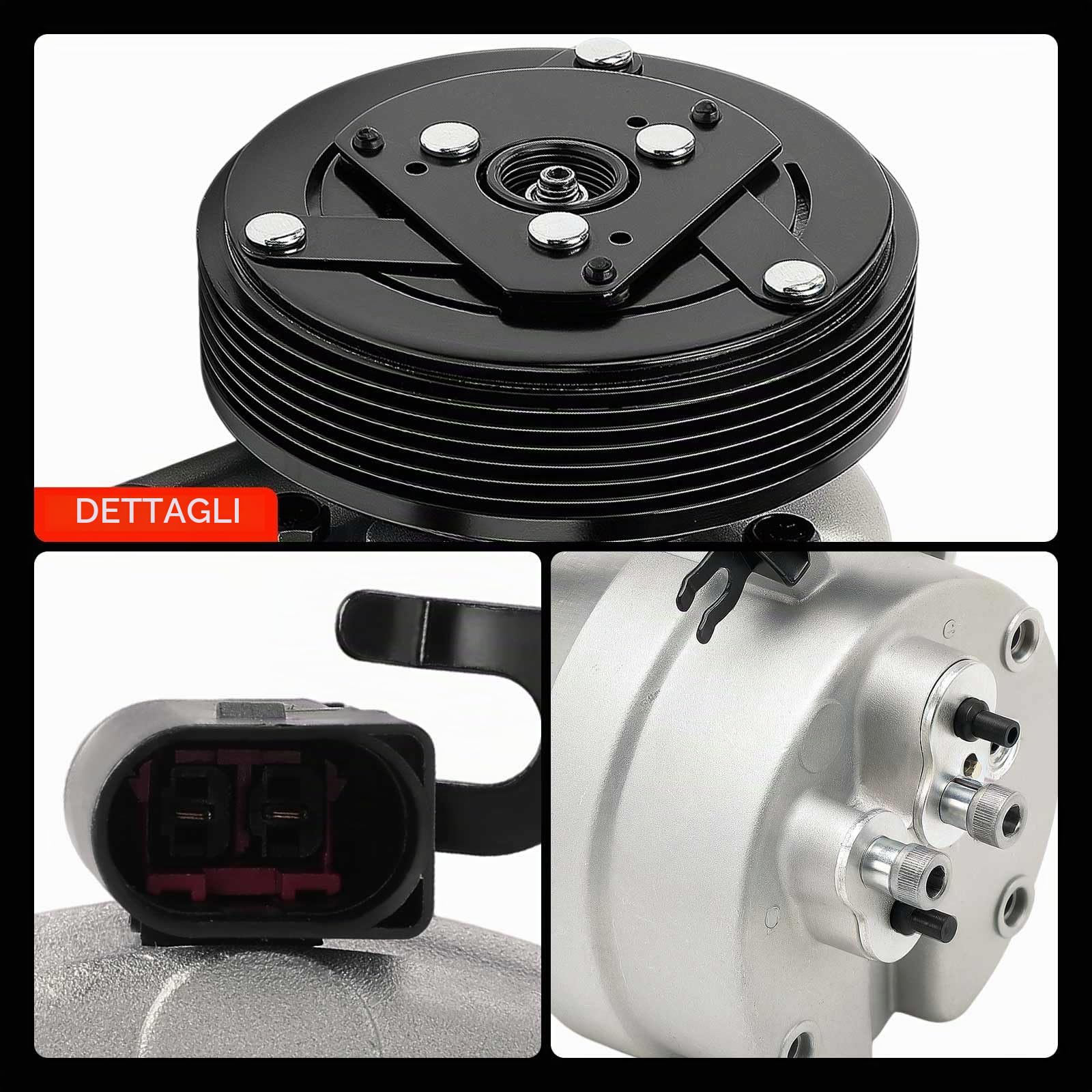 Frankberg Compressore dell'aria condizionata con frizione Compatibile con Golf IV 1J1 Polo Classic 6V2 II MPV 9K9B A3 8L1 Octav.i.a I 1U2 Replace# YM2H19D629BB, compreso l'olio preconfezionato | Compatibile con: A.l.h.a.m.b.r.a Van 7V8 7V9, Golf IV Varian