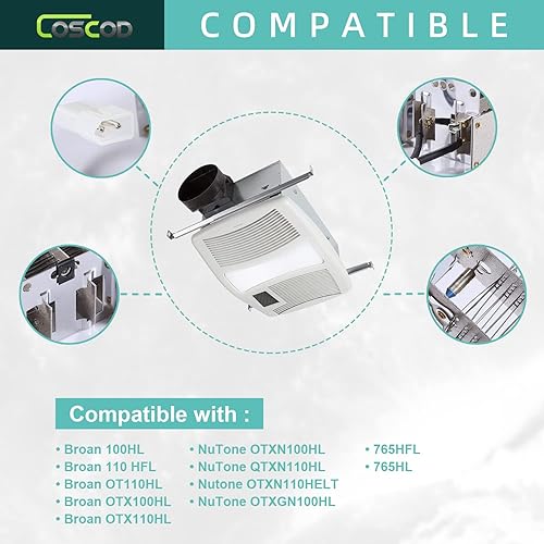 Miniatura 6 de Elemento calefactor de ventilador de baño elemento calefactor COSCOD para Nutone QTXN 110HL100HLBroan 100HL etc