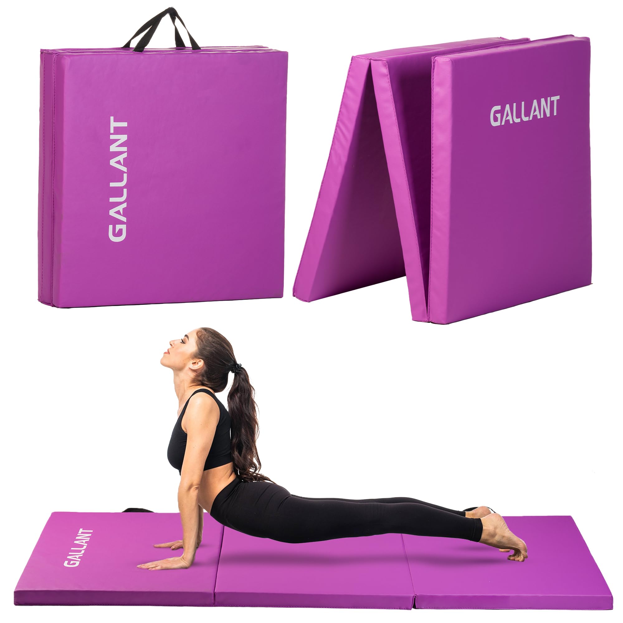 Gallant Foldable Gymnastics Mat - 6ft Long and Tri Folding, 5cm Thick High Density Foam, Non Slip and Easy to Clean - Tumble Exercise Crash Equipment for Kids