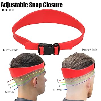 1PC Neckline Shaving Template for DIY Self Haircutting, Adjustable Hair Trimming Guide, Silicone Curved Haircut Band for Cleaning Straight Neck Hairline (Red)