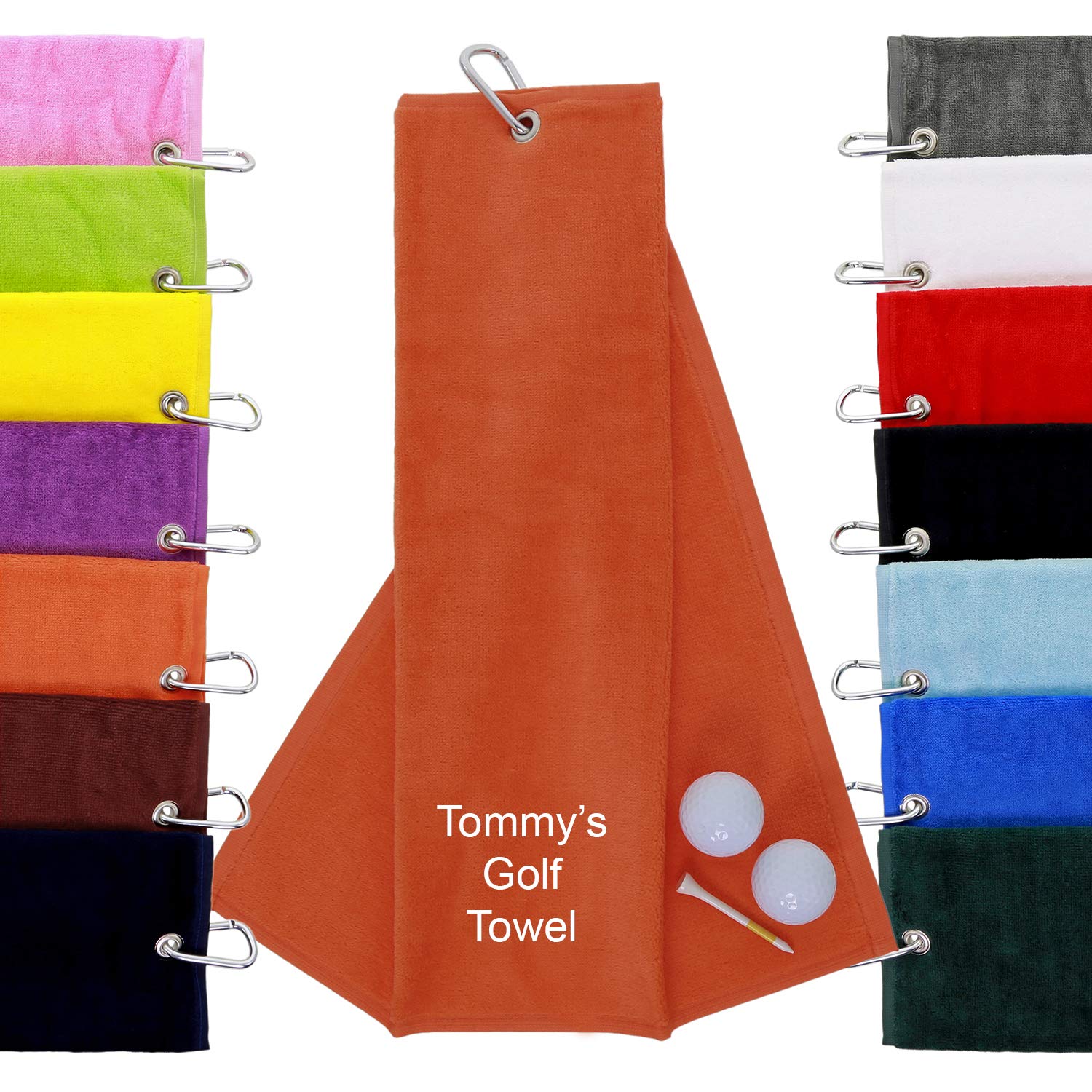 Aztex Orange Personalised Tri-Fold Golf Towel, 550Gsm,
