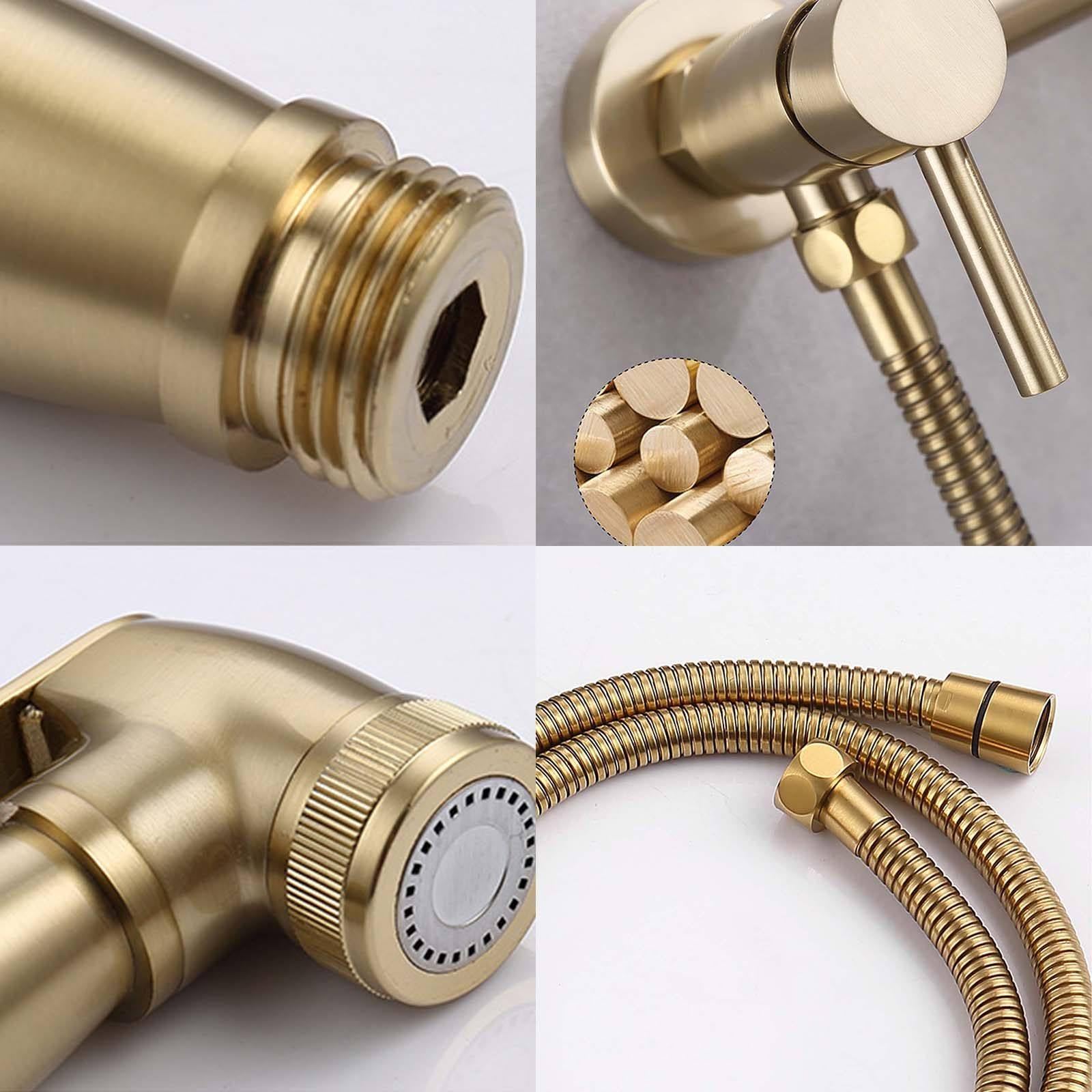 Ducha Bidet para WC Latón Ducha Bidet Caliente o Frío Ducha Higienica para WC con Manguera de Acero Inoxidable de 1,5 m Grifo Bidet para WC Simple Grifo WC para Limpieza de Bebé/Mujer