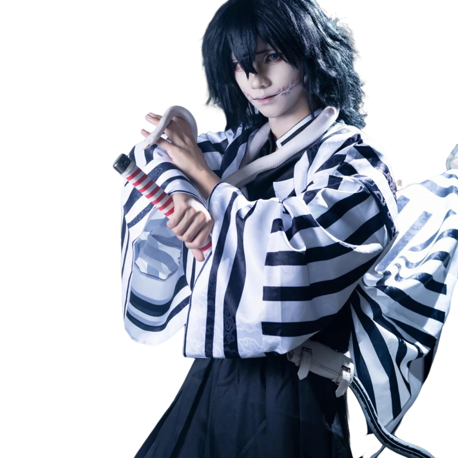 CR ROLECOS Iguro Obanai Cosplay Anime Iguro Obanai Costume Outfit Halloween Party Kimono Striped Uniform Full Set XL โ image 1