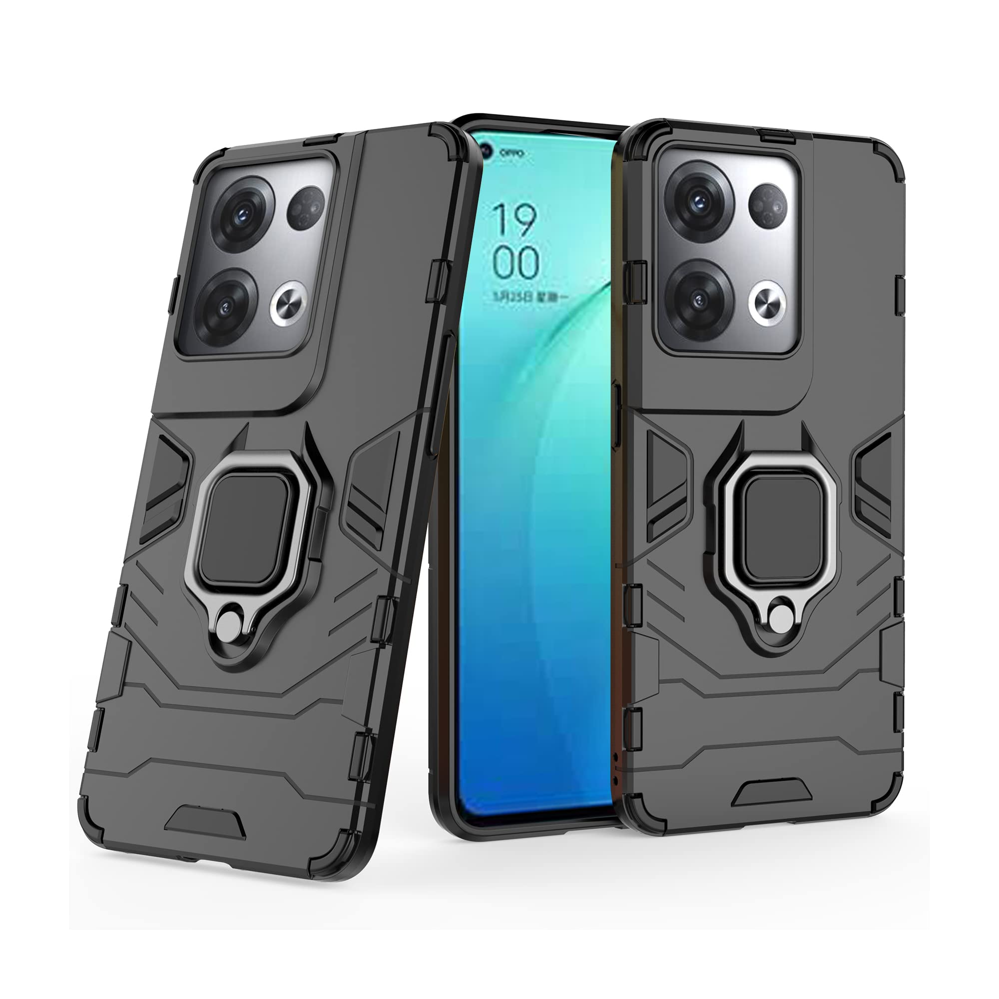 CEDO Rugged Oppo Reno 8 Pro (5G) Defender Case | Rotating Ring Holder & Kickstand in-Built | Military Grade Armor | Bumper Back Cover (Black) (B0B7X6MKBM) Amazon Price History, Amazon Price Tracker