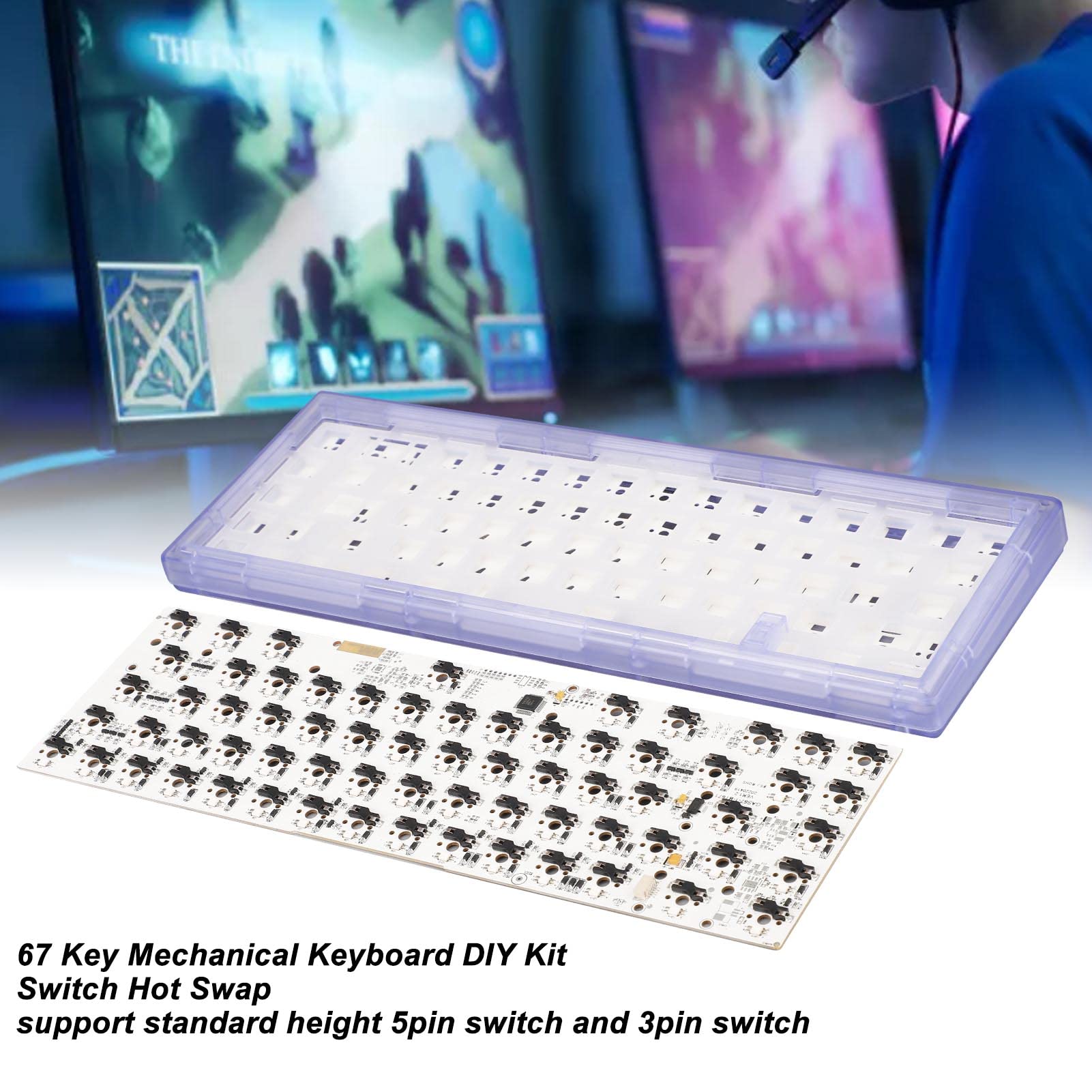 Modułowy Zestaw Klawiatury Mechanicznej z Podświetleniem RGB, 67 Klawiszy Podłączonych do Niestandardowych Wentylatorów Klawiatury Mechanicznej (Fioletowy)