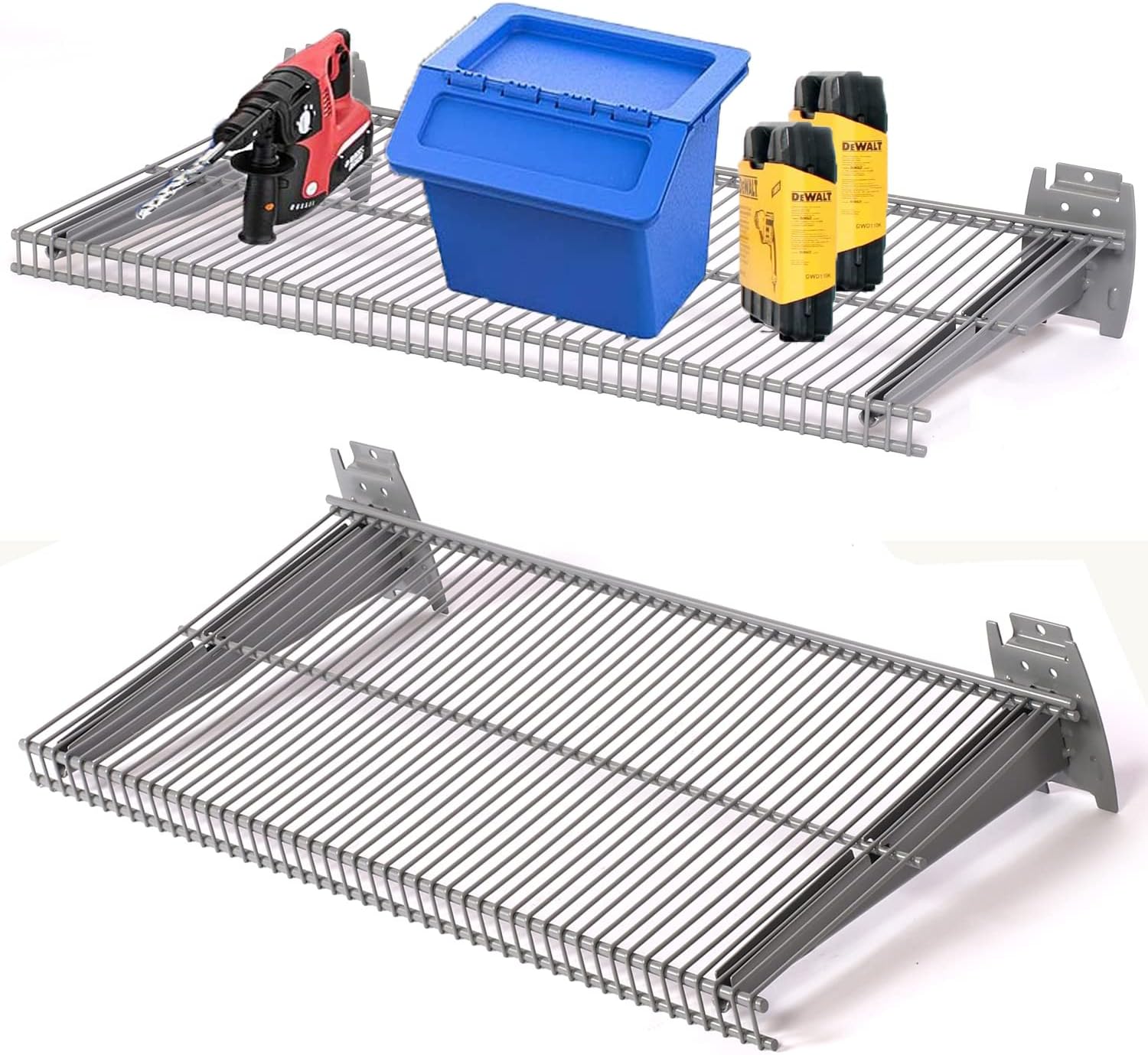 ybaymy 2pcs Metal Mesh Shelves 60x30cm Universal Wall Mount Shelf Metal