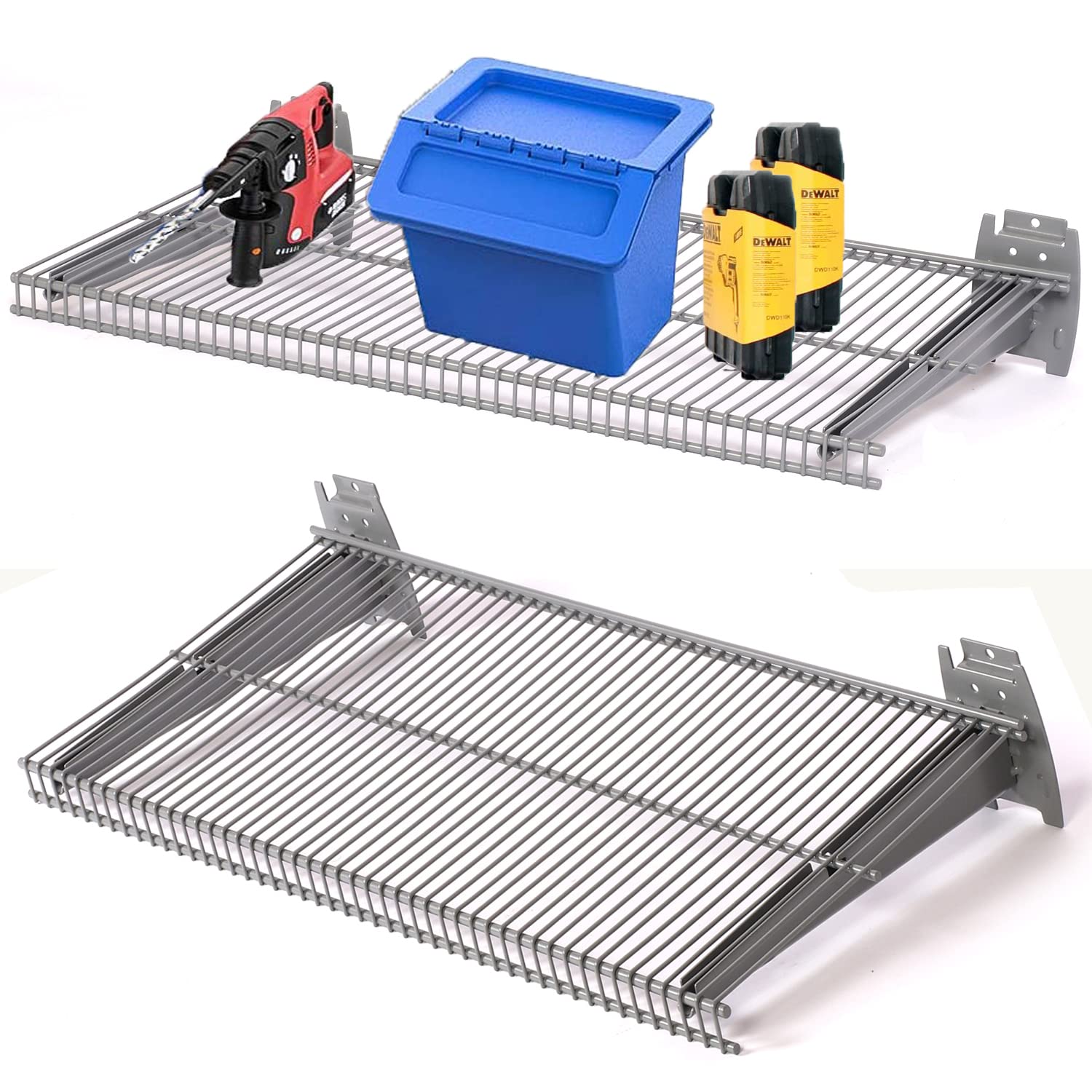 Buy ybaymy 2Pcs Slatwall Shelves 60 x 30cm Metal Slat Wall Shelf Hanging Slatwall Accessories