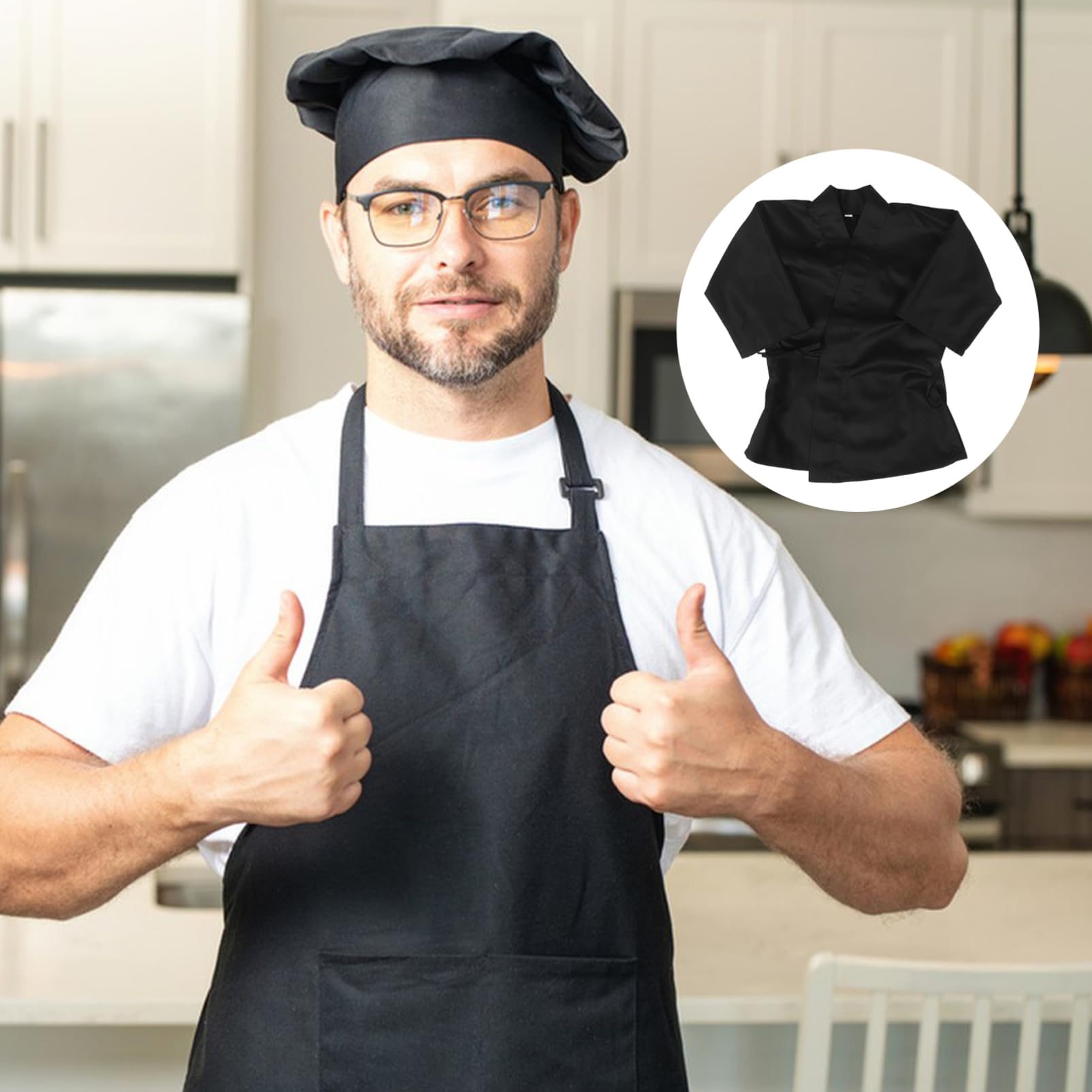 COLLBATH Giacca Chef Giapponese Cappotto Sushi Uniforme Unisex Traspirante Abbigliamento da Lavoro per Ristoranti Tema Giapponese Indumento per Chef e Cuochi