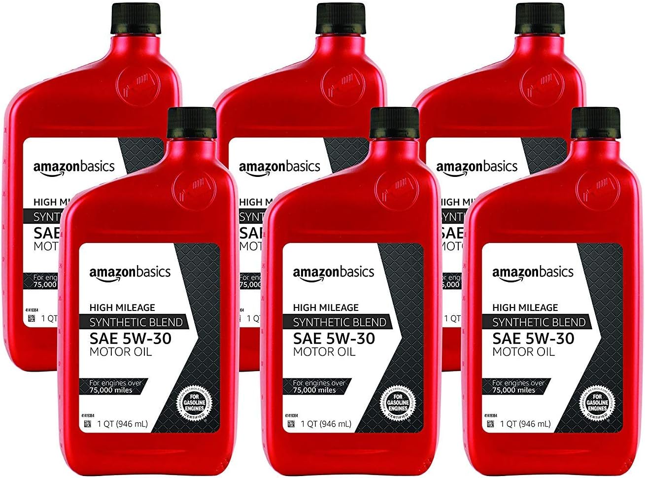 AmazonBasics High Mileage Motor Oil Synthetic Blend 5W301 Quart6