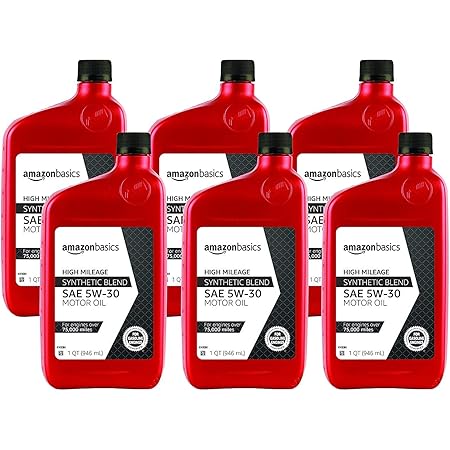 Amazon Com Amazonbasics Am53bhp6 Aceite De Motor De Alto Kilometraje Mezcla Sintetica 5 W 30 1 Cuarto De Galon Paquete De 6 Automotive