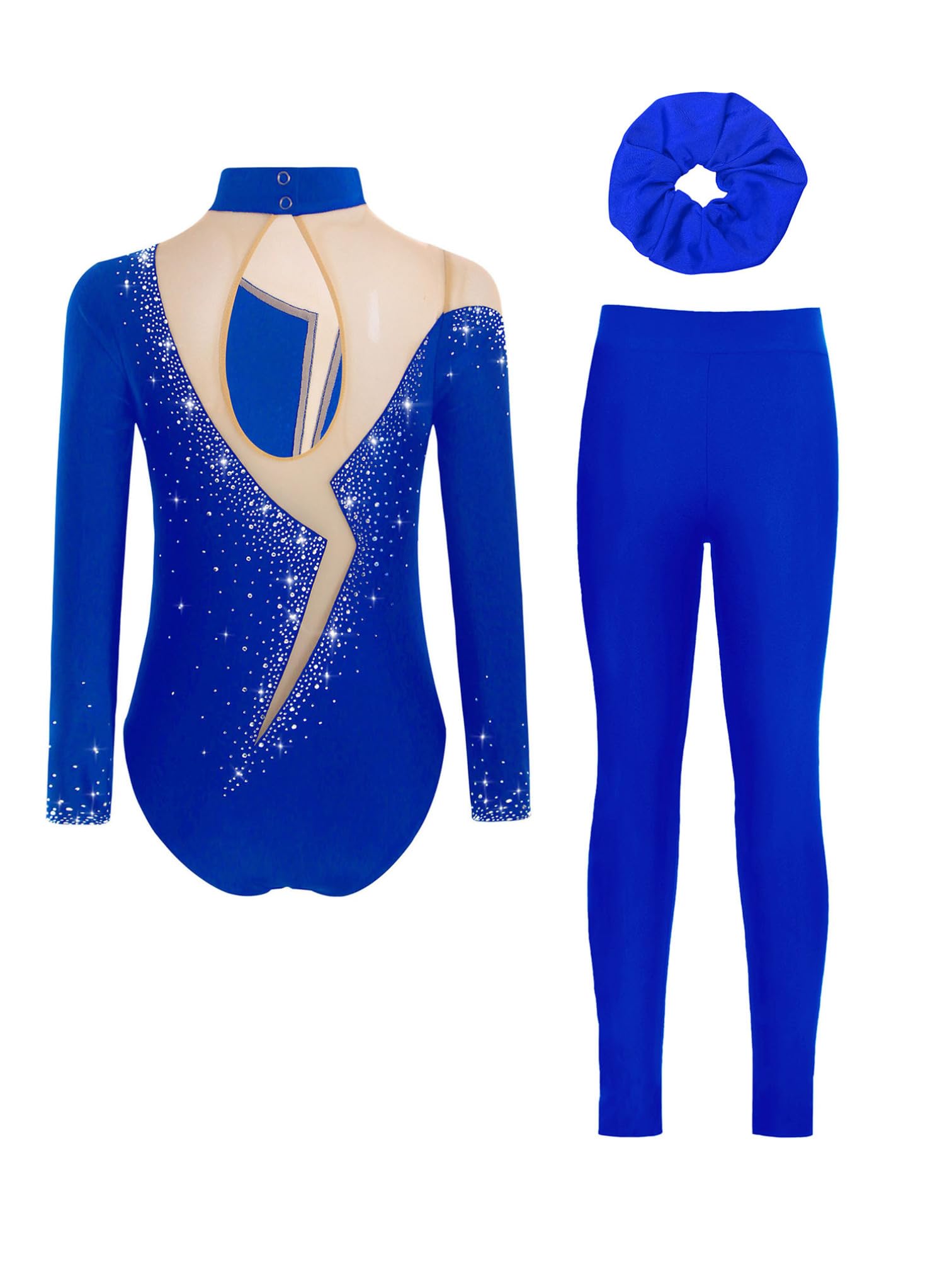MSemis Body Ginnastica Artistica Bambina con Leggings Lunghi e Fascia Balletto Leotards Body Danza Classica Jumpsuit Tutina Tuta da Pattinaggio Artistico Dancewear