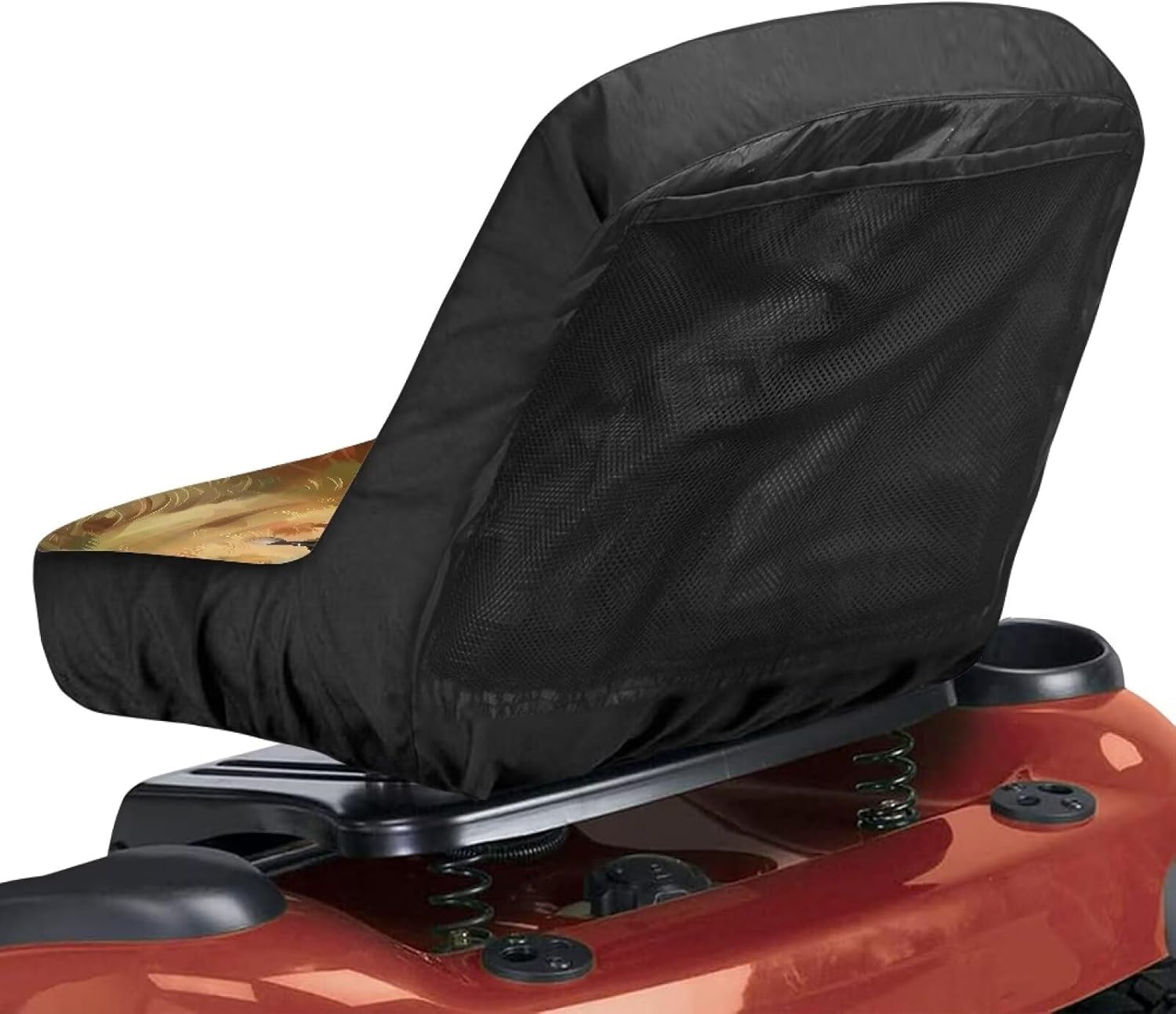 Horse American Flag Seat Cover, Wolf American Flag Adjustable Tractor Seat Mat with Pocket, Portable Riding Lawn Mower Cushion Waterproof Heavy Duty