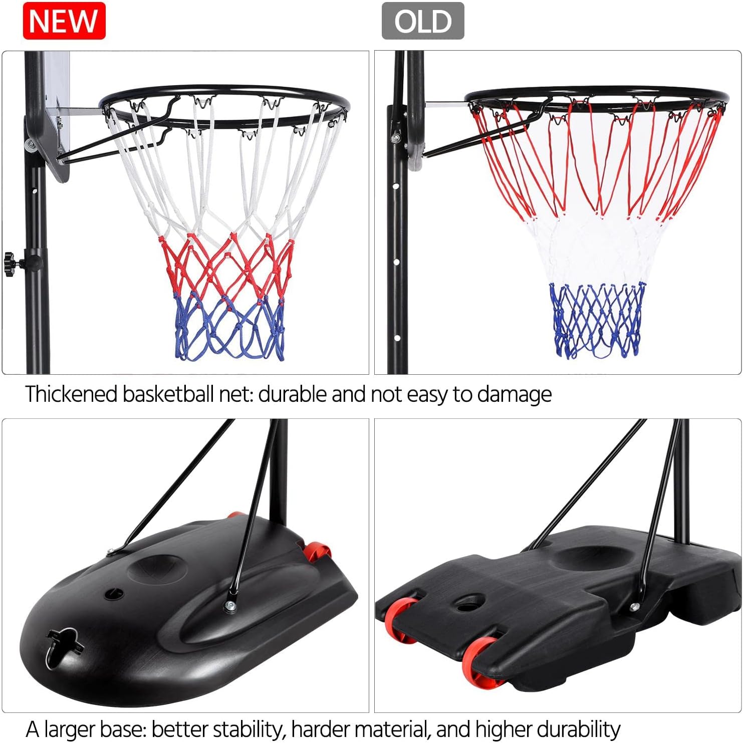 Yaheetech 7.2-9.2ft Basketball Hoop Backboard System Portable Removeable Basketball Hoop & Goals Outdoor/Indoor Adjustable Height Basketball Set for Youth