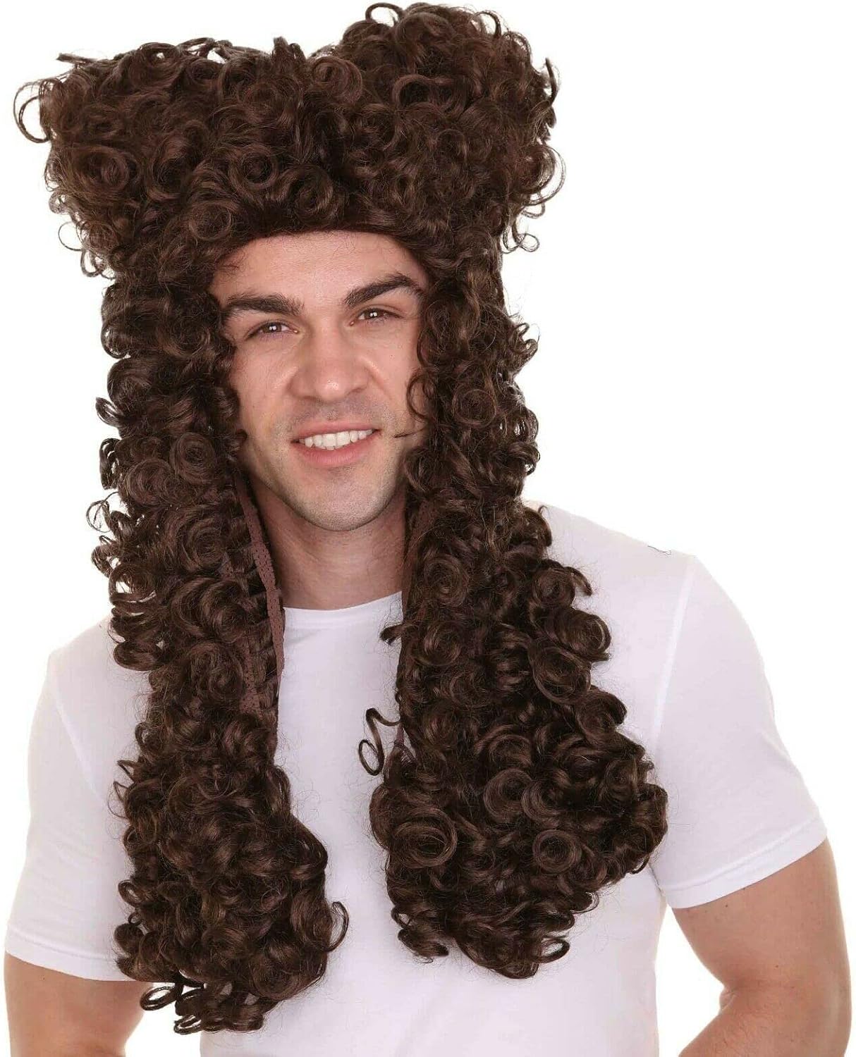 HPO Adult Men’s 18th Century Colonial Judge Historical Nobleman Wig, Multiple Color Options, Cosplay Halloween Costume Party, Breathable Capless Cap, Flame-retardant Synthetic Fiber
