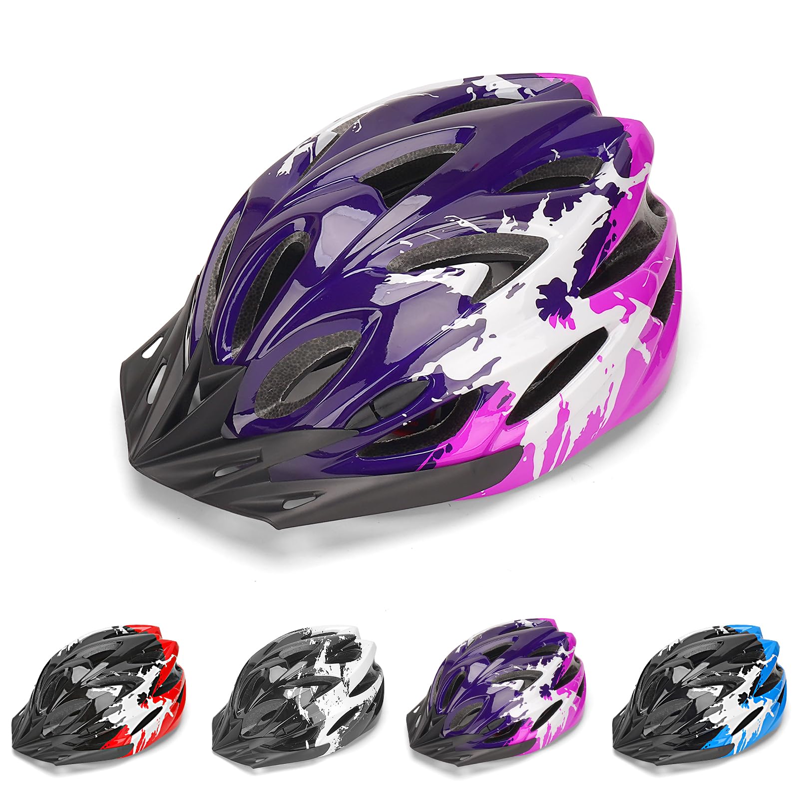 DmTown Fahrradhelm Kinder, Verstellbarer Fahrradhelm für Jungen und Mädchen im Alter von 3-14 Jahren, Multisport-Kinderhelm für Fahrrad,Skaten,Radfahren, Kinder Fahrradhelm 50–58 cm (violett)