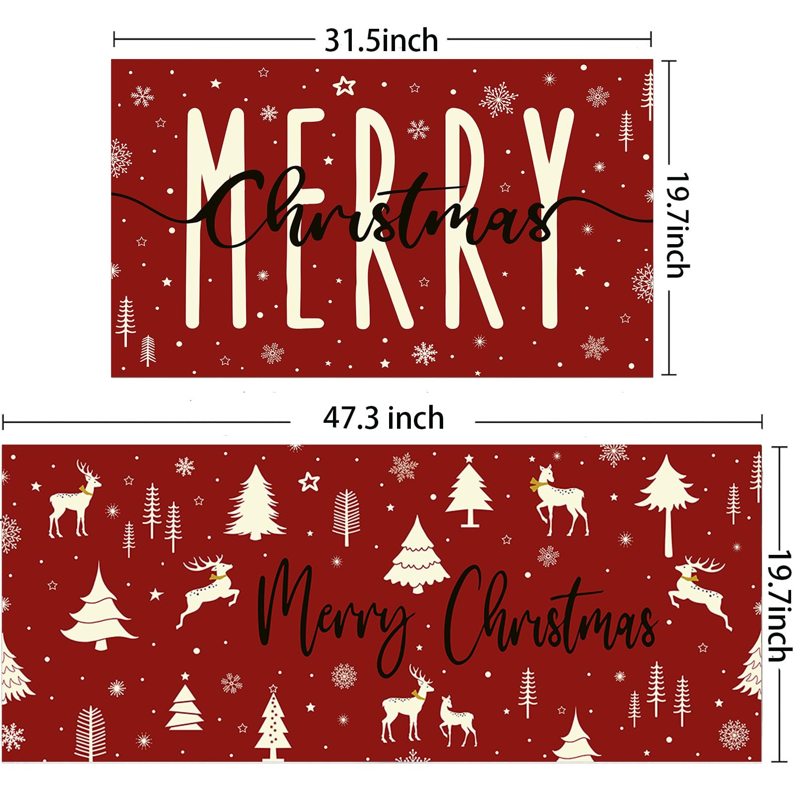 Livcoz Merry Christmas Red Kitchen Rugs Set Of 2, Xmas Tree Snowflake Let It Snow Floor Mats Home Decor, Winter Holiday Door Mat Decorations - 17x29 And 17x47 Inches - View #7