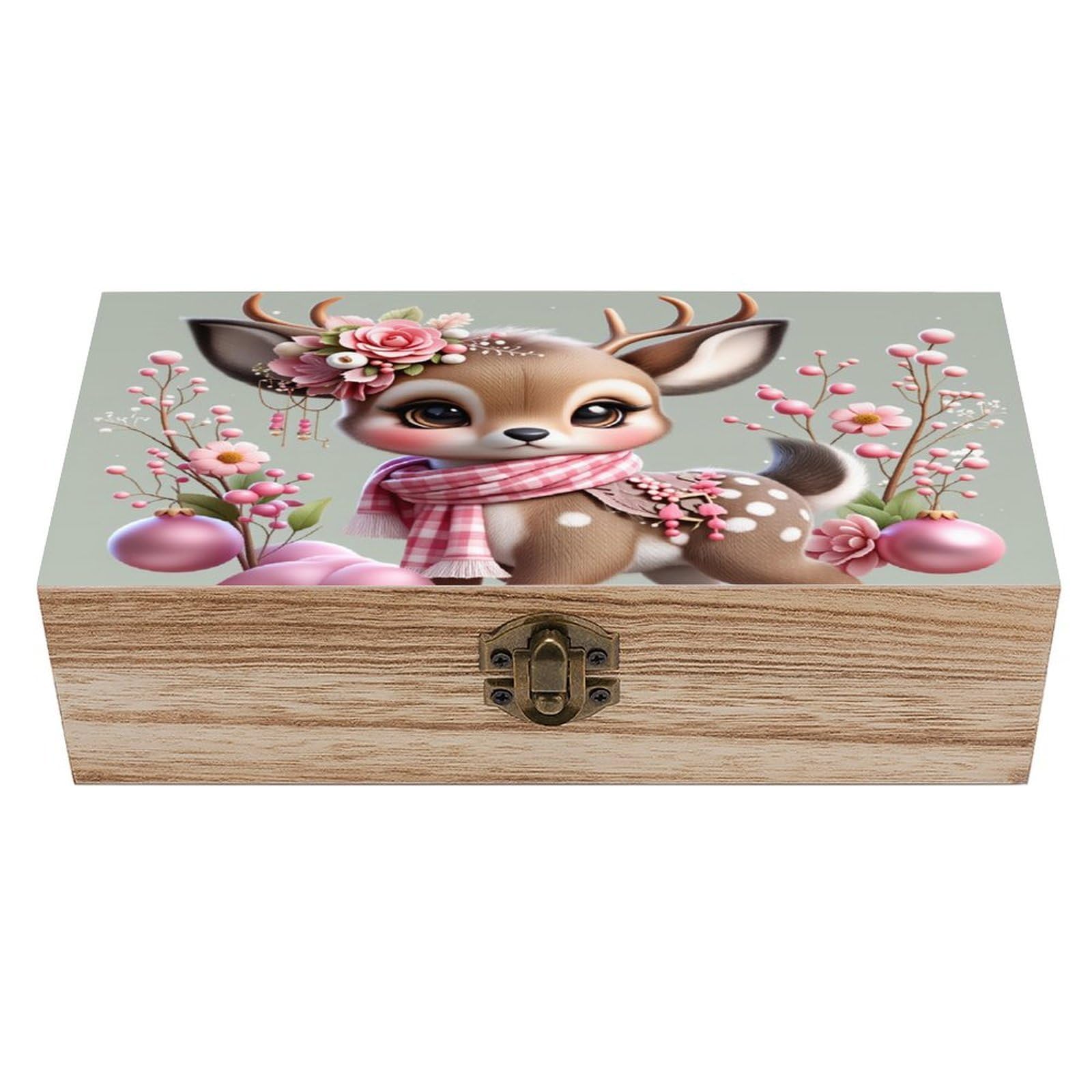 asbwuo Cute Deer Vintage Wooden Keepsake Box