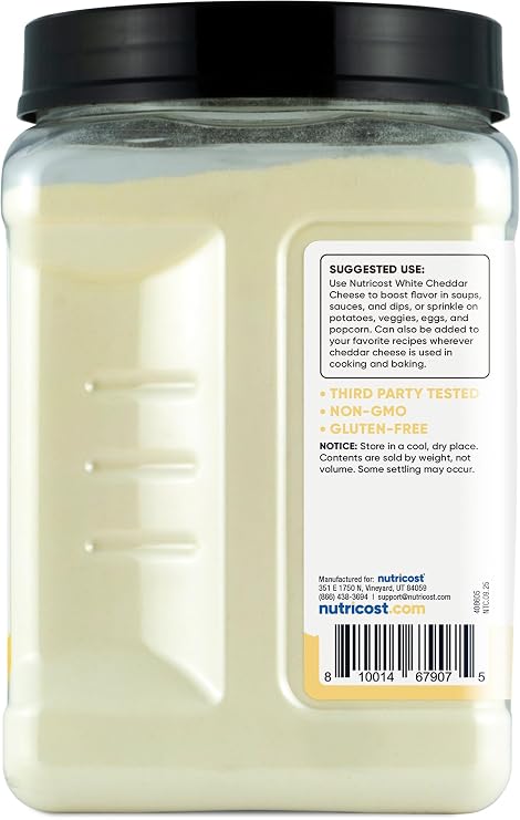 Nutricost Pantry White Cheddar Cheese Powder (2.5 Pounds Per Bottle) - Powdered Cheese :: Great for Cooking, Baking, Popcorn, and More!
