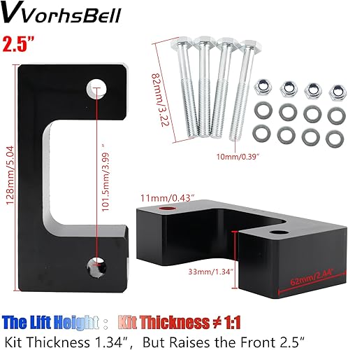 Miniatura 2 de VVORHSBELL Kit de elevación de nivelación de 2.5 pulgadas compatible con GMC Sierra GM 1500 2007-2019Chevy 2007-2021Silverado1500Yukon XL 1500