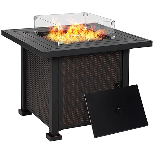 34 Inch Outdoor Propane Gas Fire Pit Table, 50,000 BTU