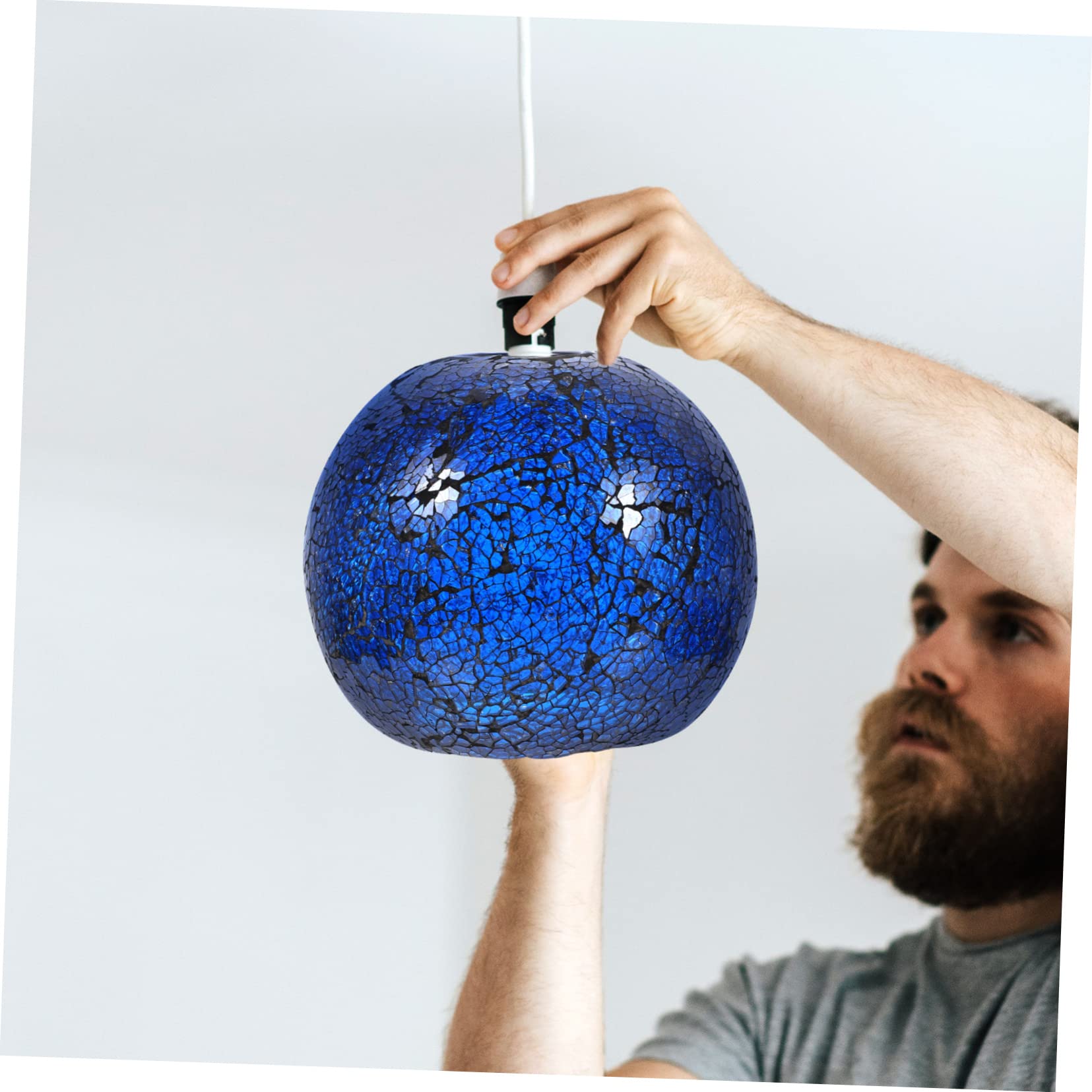 DOITOOL Retro Globe Lampshade 5.91X5.91X5.31 Inch Stained Glass Lamp Shade Cover for Wall Light E26 E27 and Desk Lamp Vintage Indoor Lighting - Image 3