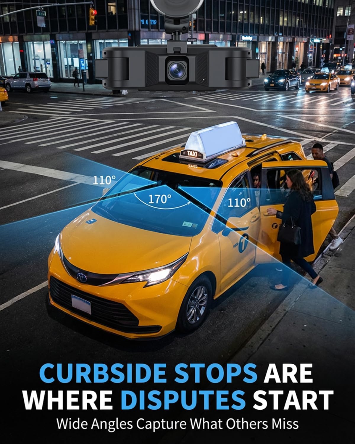 4 Channel Dash Cam for Rideshare/Taxi Drivers, Dash Cam Front and Rear Inside (Front/Rear/Left/Right), 1080P Front + 3×720P, 5GHz WiFi App, WDR Night Vision, G-Sensor Lock, 64GB Included