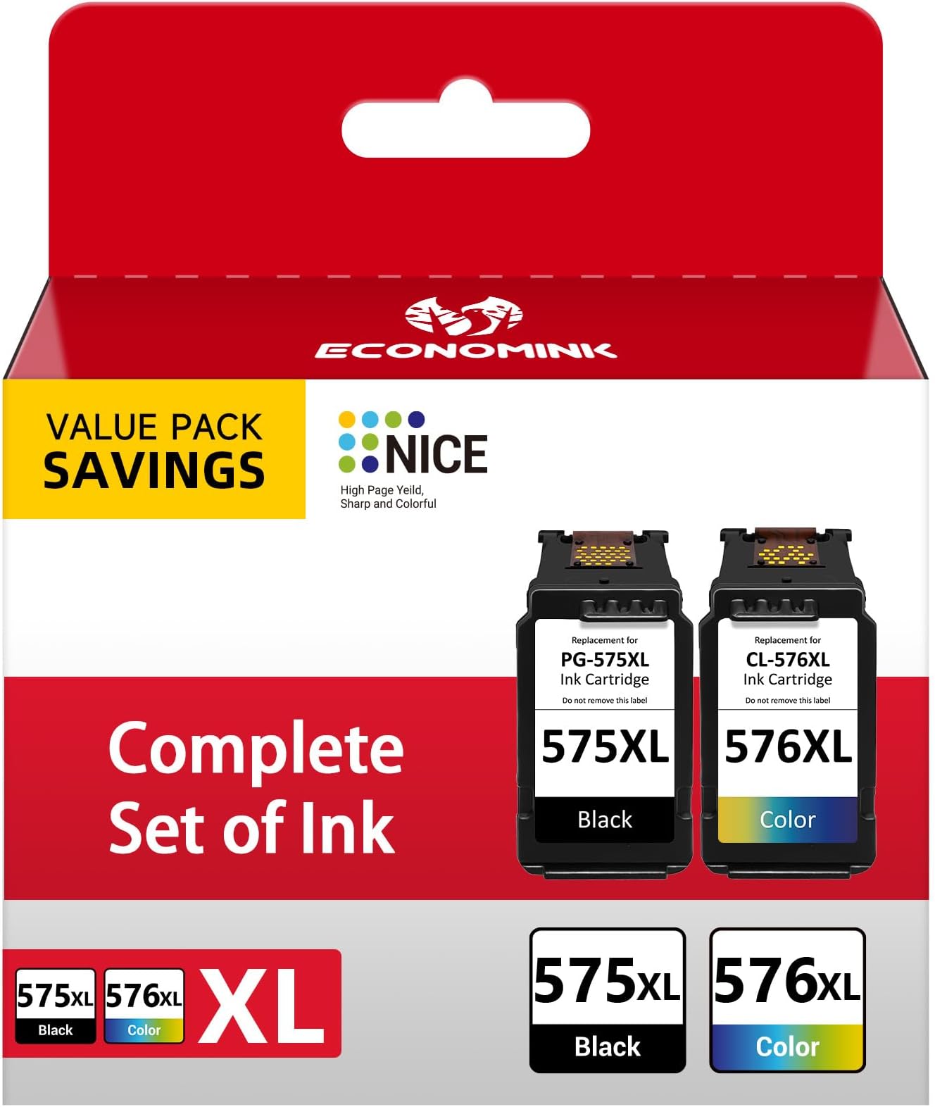 Compatible with Canon 575 576 XL Ink Cartridges, PG-575XL Black & CL-576XL Color for Canon Pixma TS3550i TS3551i TS3750i TS3751i TS3752i TR4750i TR4751i TR4755i TR4756i Printers (High Yield)