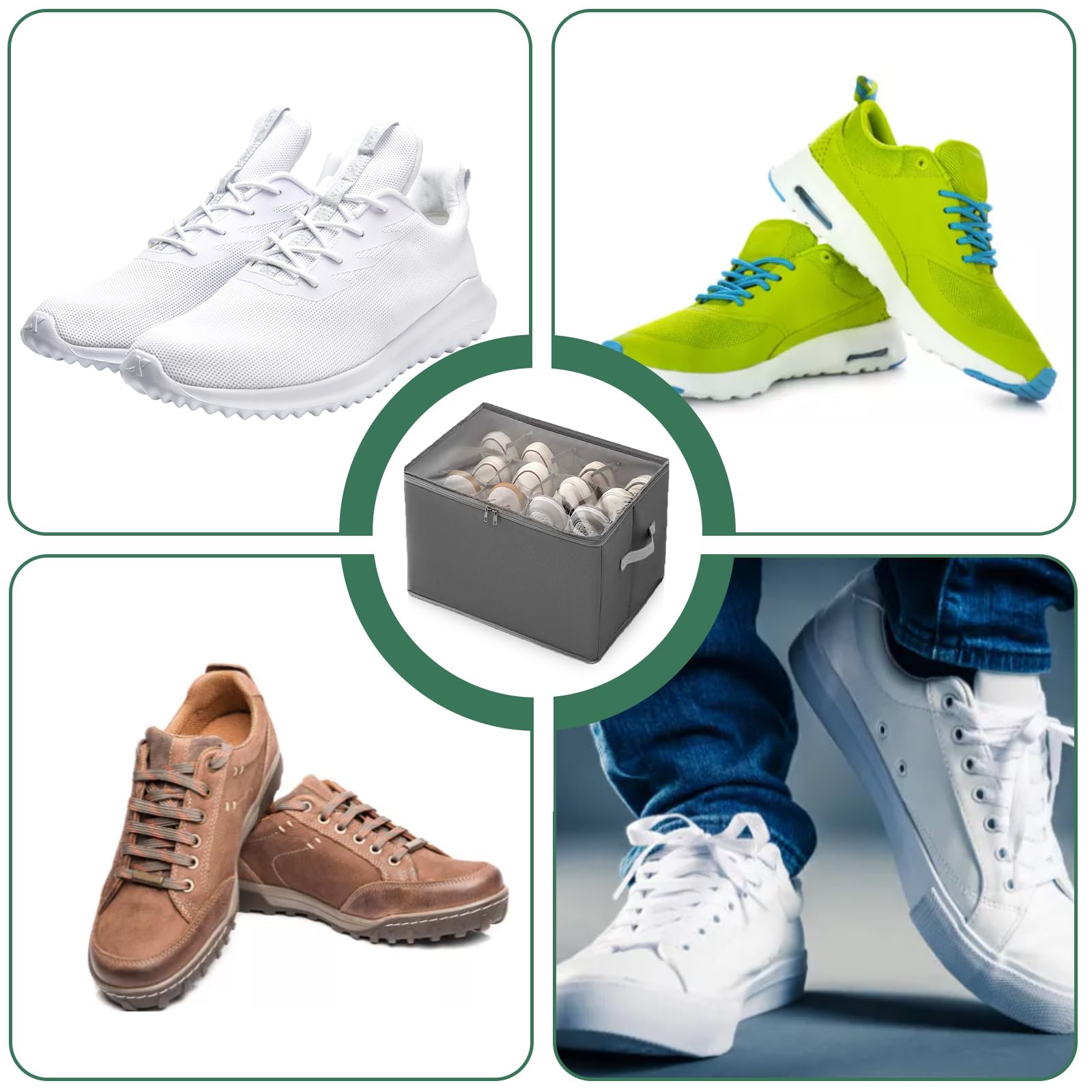 GBKDQQ Organizer na buty, 2 sztuki, oszczędność miejsca, duże, składane, materiałowe pudełka na buty, możliwość układania w stos, organizer na buty z uchwytem, pasuje do 12 par, 43 x 32 x 30 cm