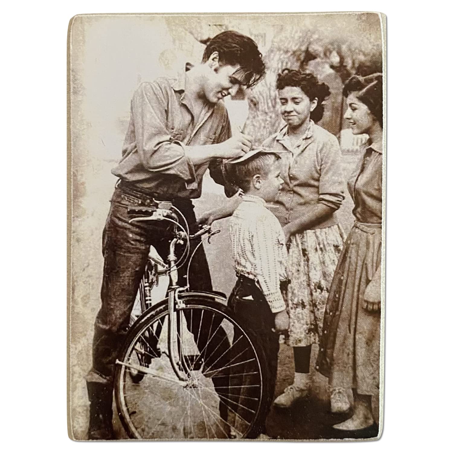 Cucuba Multicolor Kustom Art Magnet (Magnet) Series Famous Actors Elvis Presely Vintage For Refrigerator/Garage/Bar Print On Wood 10X6cm