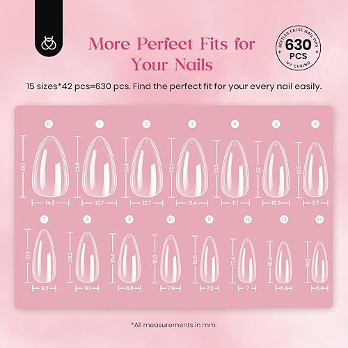 Miniatura 79 de Beetles - Kit de gel para extensión de uñas fácil de usar, 500 uñas de gel de almendra extracortas transparentes y preformadas, pegamento multiusos
