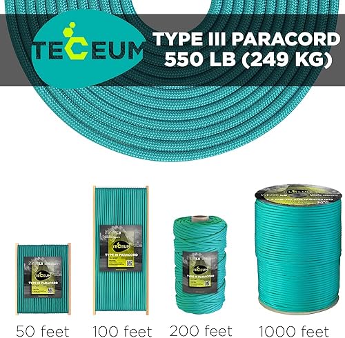 Vista 189 de TECEUM - Cuerda resistente 1000 de 1000 / 200 / 100 / 50 pies, más de 40 colores, cuerda para supervivencia y campamento, cuerda de nailon Patriot