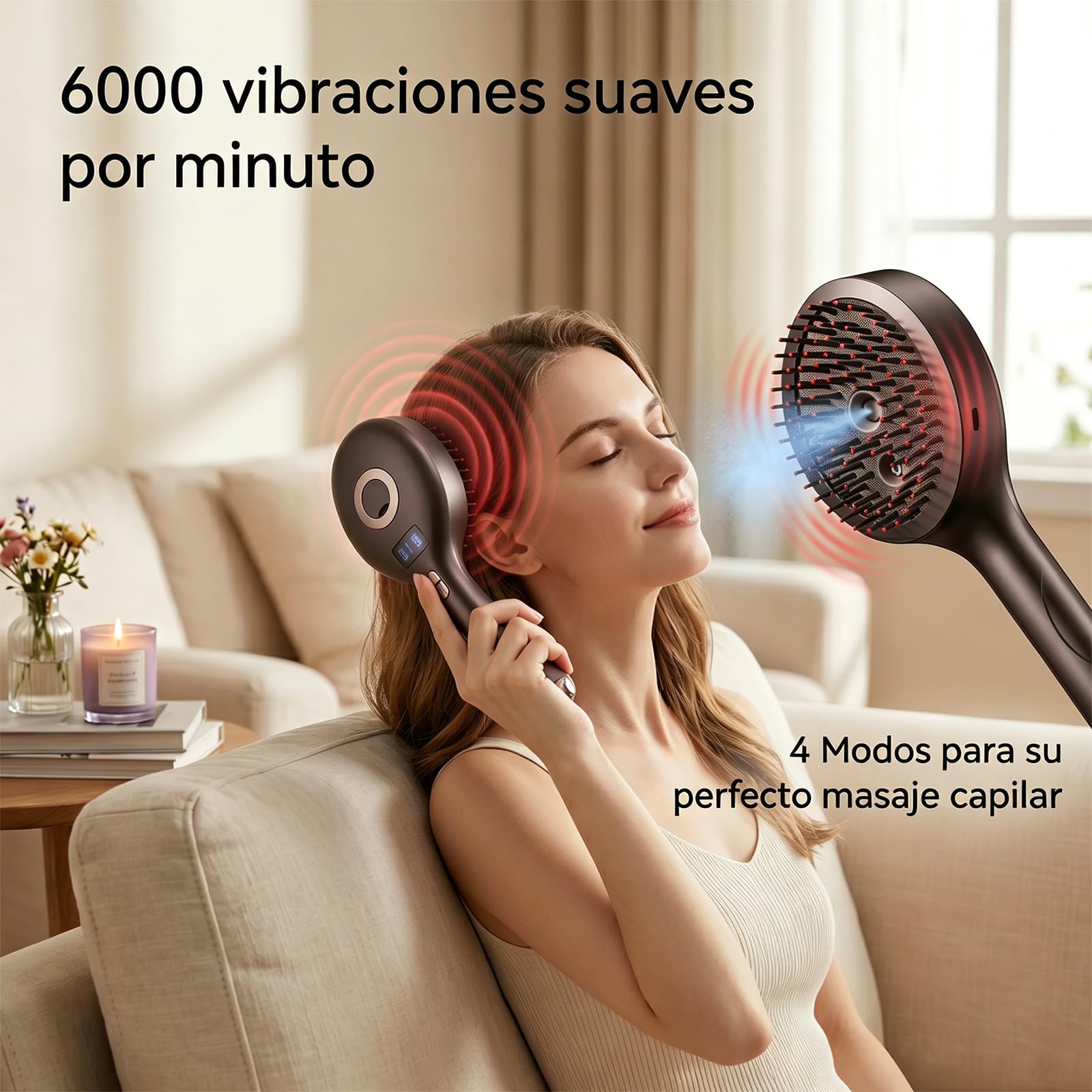Electric Spray Air Cushion Massage Comb, Rechargeable Mist Hair Brush With Easy-Clean Design, Detang, Herramienta InaláMbrica PortáTil Para Alisar El Estilo Y (Negro)