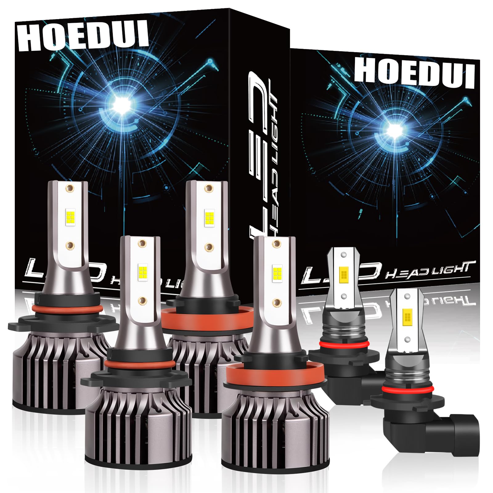 compatible for dodge ram 1500 2500 3500 (2009-2018) light bulbs,9005 high beam h11 low beam 9145 fog lights,500% brighter 6000k cool white, plug-n-play,ip68,powersports headlight bulbs,6-pack