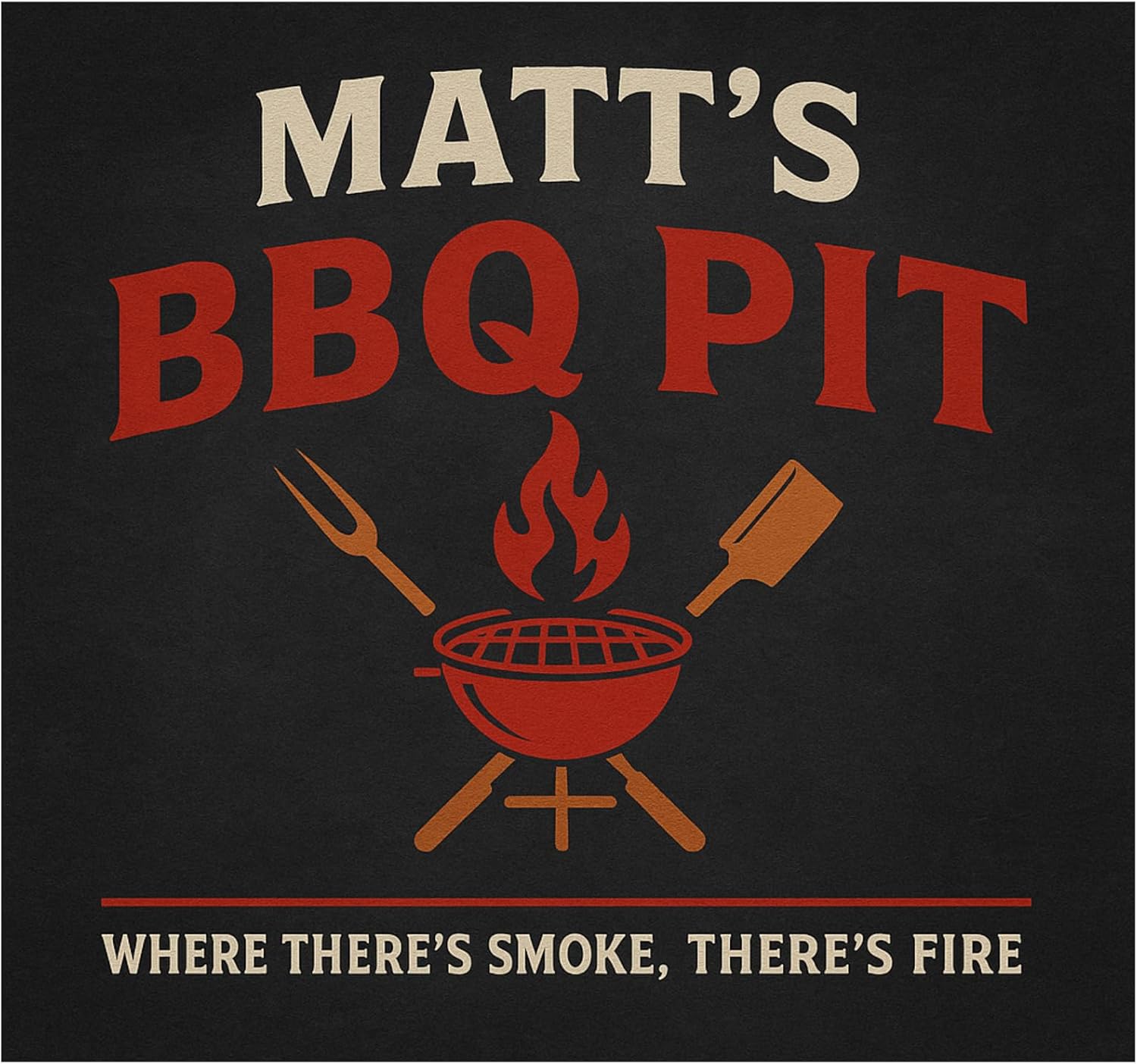 Personalized BBQ Pit Grill Mat – Custom BBQ Grill Rug for Outdoor Grill Area | Funny Backyard BBQ Mat Gift for Dad, Grandpa, Husband | Low-Pile Under Grill Mat with Anti-Slip Dotted Back