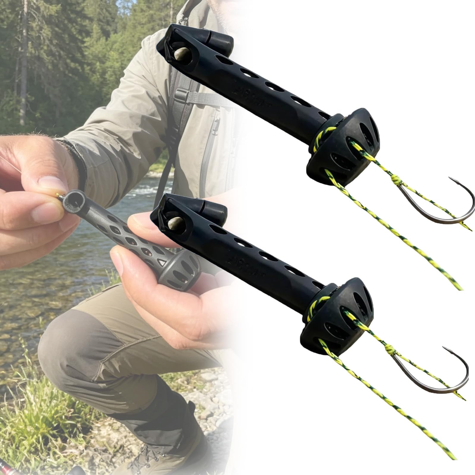 Fly Fishing Magnetic Fly Threader,Universal Helper Knot Assist for Threading Hooks,Fishing Accessory for Easy Rigging & Tying,Works with Most Hooks, Tippets & Rig Styles — view 6