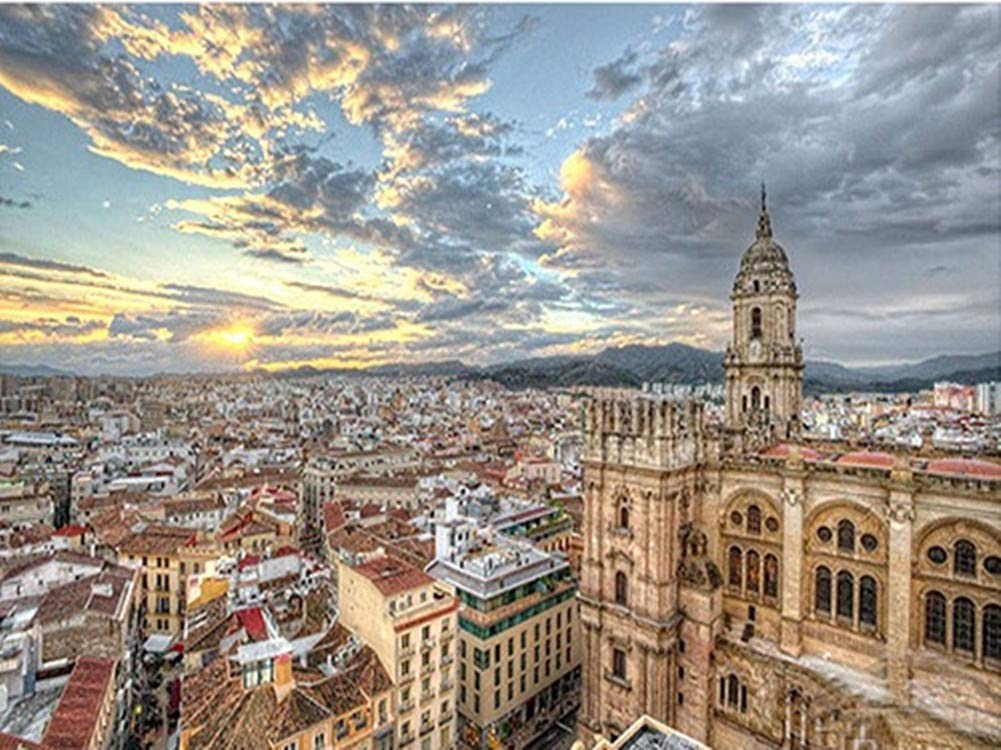 YEESAM ART DIY Paint by Numbers for Adults Beginner Kids, European Style Building 16x20 inch Linen Canvas Acrylic Stress Less Number Painting Gifts (Houses, Without Frame)