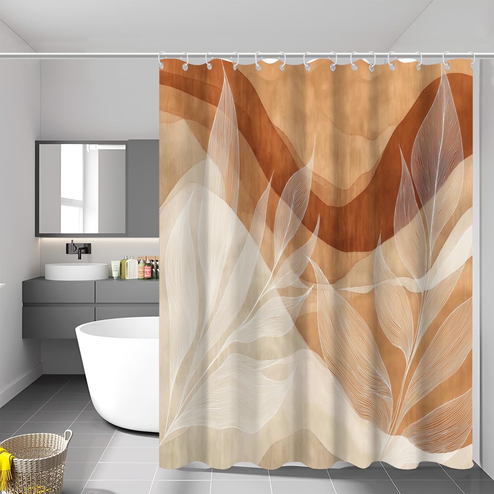 Rideau de douche tissu lavable en machine pour une salle de bain moderne