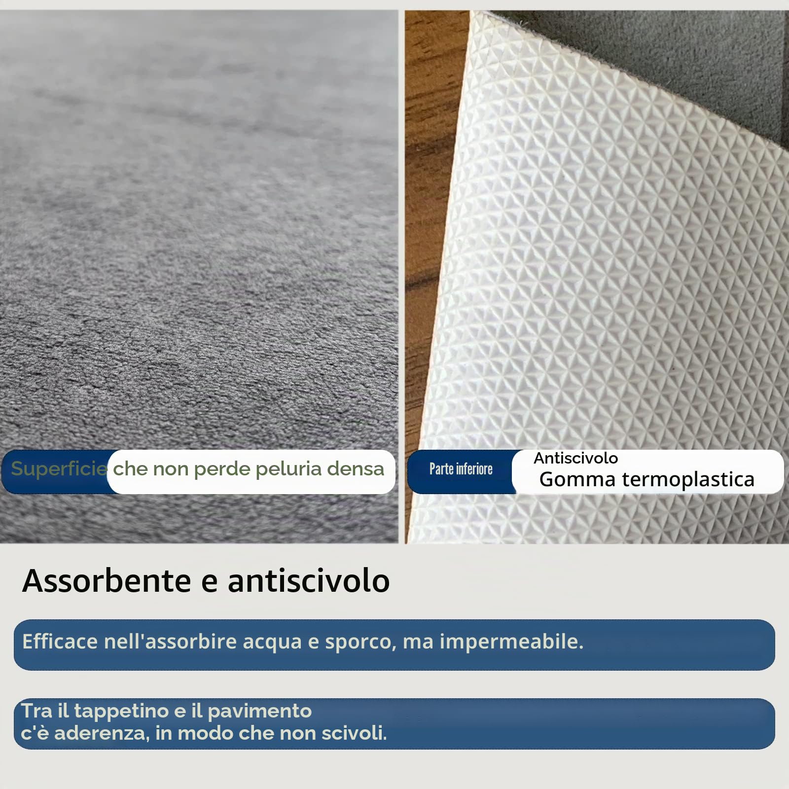 Zerbino per interni, lavabile, zerbino catturasporco, super sottile, resistente, tappeto da cucina assorbente, zerbino antiscivolo