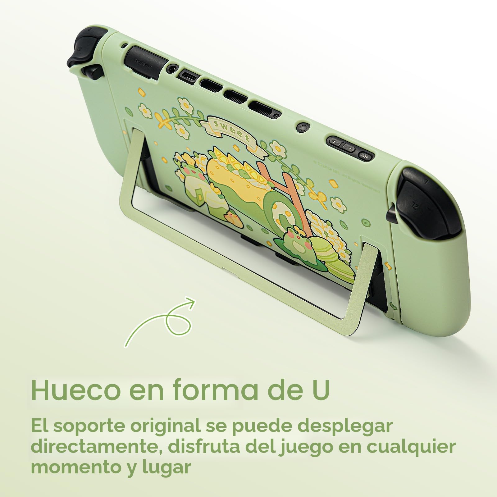 GeekShare Funda protectora compatible con Switch 2, Funda de PC dura y delgada, diseño acoplable para la consola Switch 2 y controles JC – Rana de matcha