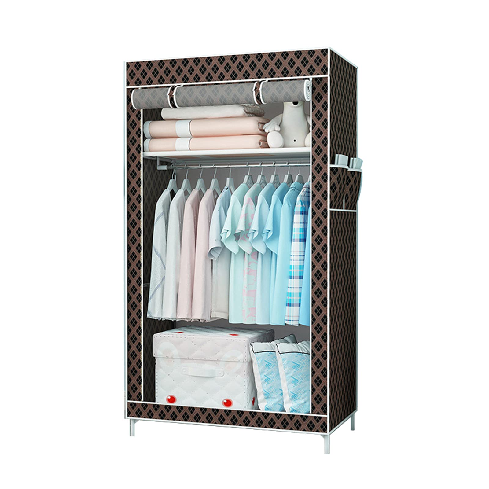Armario de almacenamiento de tela multifunción para dormitorio con estantes de 155x43x70 cm