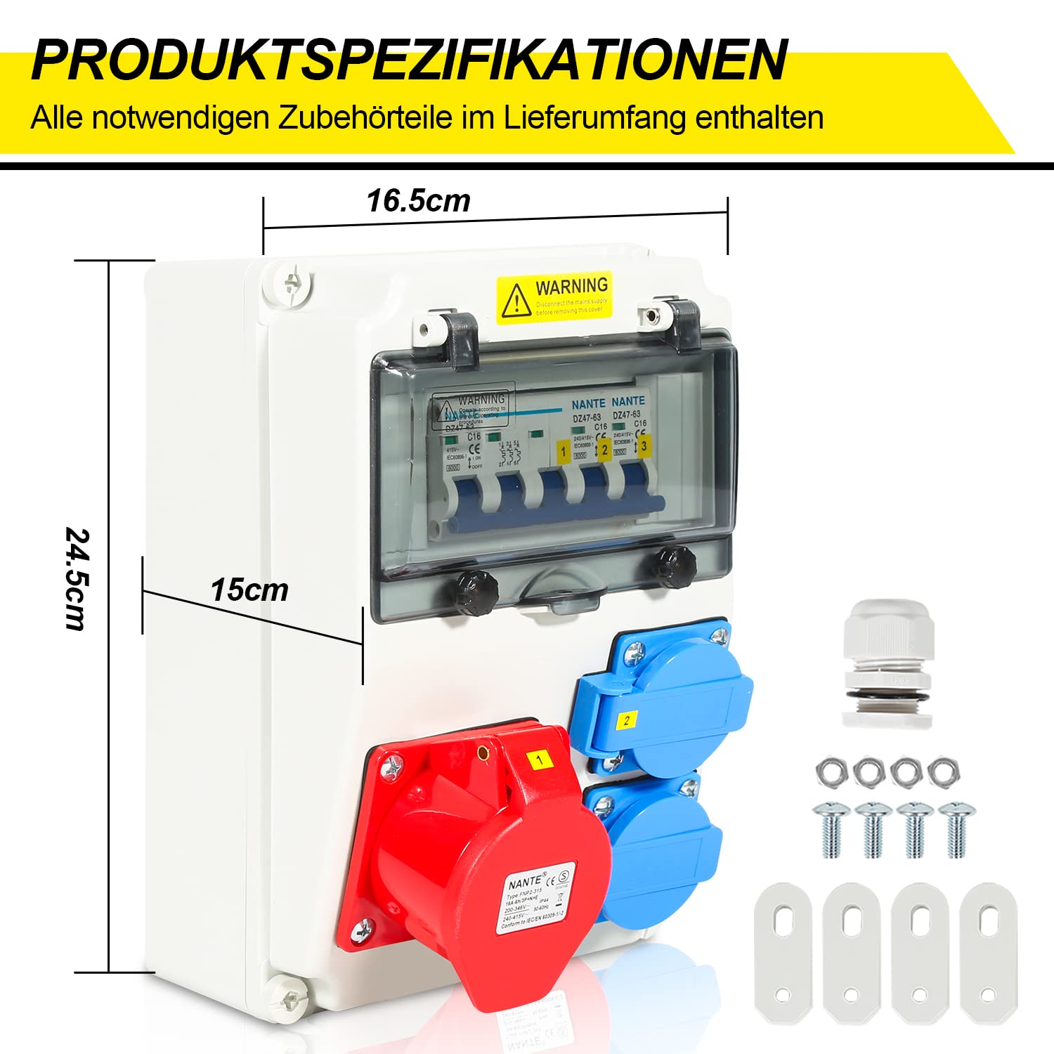 Mophorn Distributore Di Corrente Da Parete, Plastica ABS, Quadro Di - Foto 8