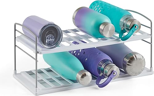 YouCopia UpSpace - Organizador para 9 botellas de agua y tazas de viaje, estante de almacenamiento ajustable para organización de cocina y armarios
