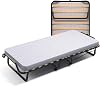 soluko Folding Camp Bed 90 x 200 XL Comfort with Slatted Frame Polyurethane Mattress and Dust Cover Included Sturdy Construction with 4 Castors - 100% Made in Italy