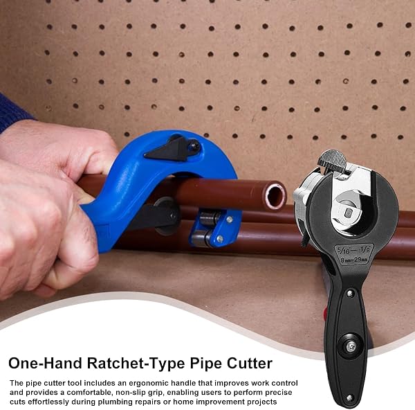 PVC Pipe Cutter - Compact Ratchet Pipe Cutter, Ratcheting Cutterr, Quick Plumbing Cutting Tools For Home Improvement House Renovation Machine Maintenance Electrician Work Construction - 3